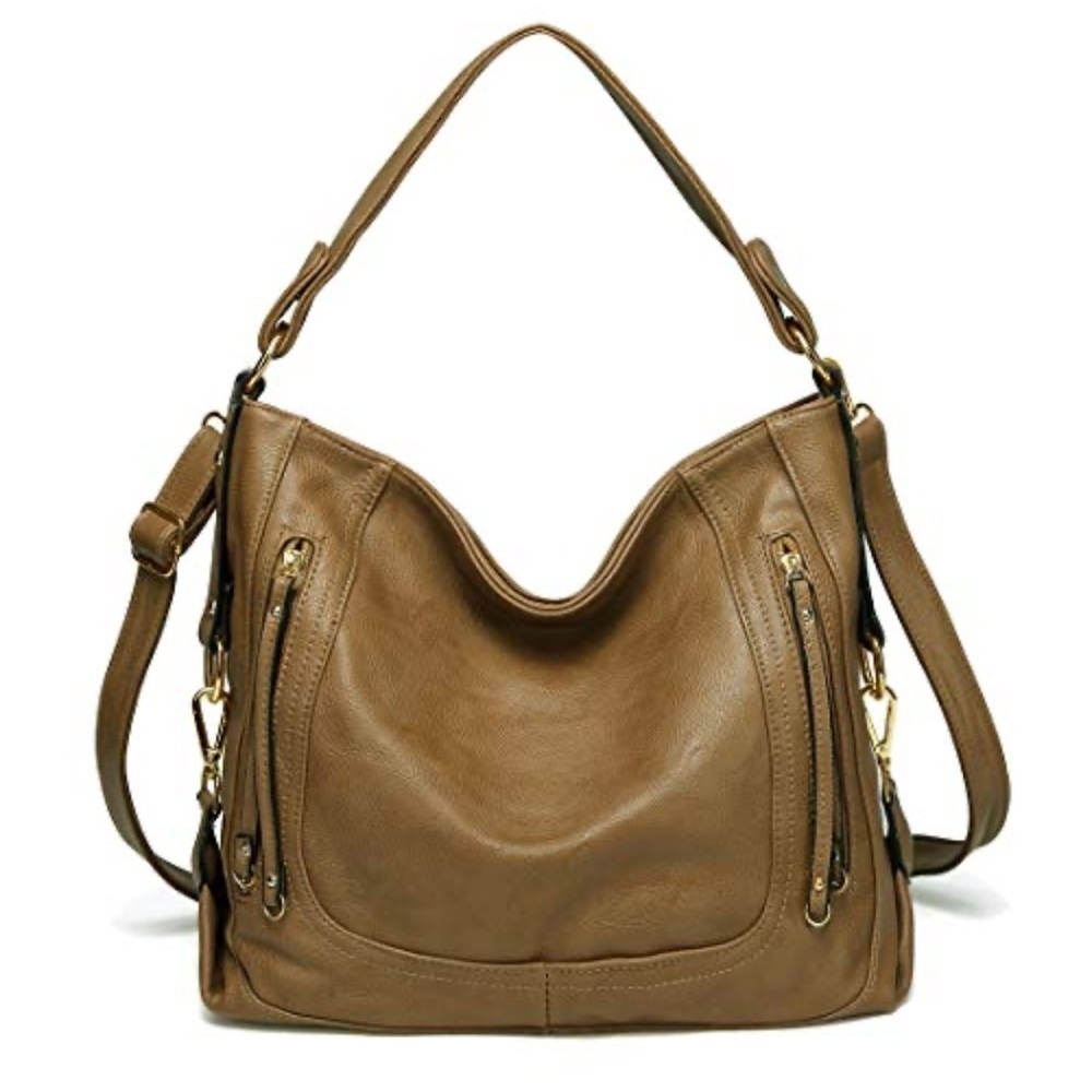 Kasqo Amazon leather hobo shoulder bag brown classic tote Westerncore essential